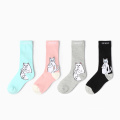 Cartoon Katze Design Baumwolle süße Feste Farbe Lustige Frau Custom Großhandel Unisex Happy Socken